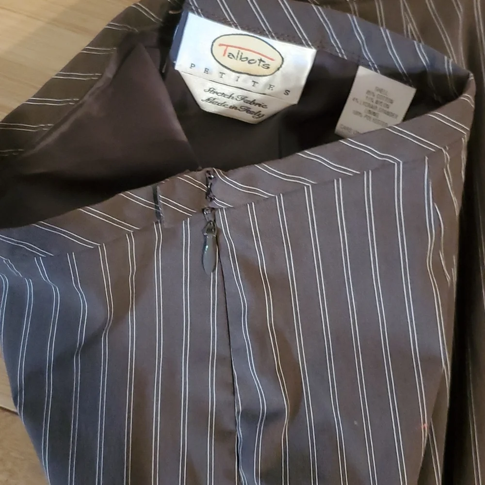 Talbots Pant Suit Tweed Pinstriped Blazer Flat front pants Size 12 Womans - Picture 6 of 8